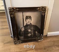 1860s Civil War Union Soldier With Rifle US Buckle Breastplate Photo Hand Painted