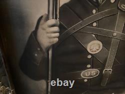1860s Civil War Union Soldier With Rifle US Buckle Breastplate Photo Hand Painted