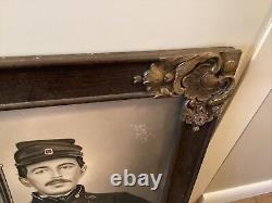 1860s Civil War Union Soldier With Rifle US Buckle Breastplate Photo Hand Painted