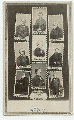 1860s Civil War cdv PRESIDENT ABRAHAM LINCOLN & his CABINET Seward STANTON Blair