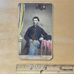 1860s Colorized CDV Photo of a Young Civil War Union Soldier in Uniform Painted