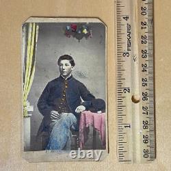 1860s Colorized CDV Photo of a Young Civil War Union Soldier in Uniform Painted