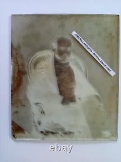 1860s Glass Negative CDV PHOTOGRAPH of MAN in CIVIL WAR era CHAIR w SIDEBURNS