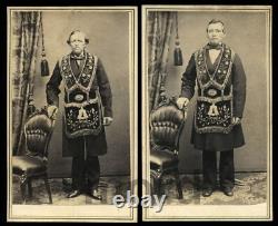 1860s Masonic CDV Photo California Freemasons with Civil War Tax Stamp Rare Lot