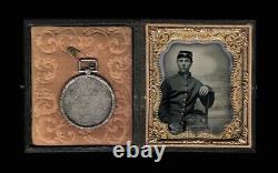1860s Photo Civil War Soldier ID'd Marksmanship Medal Poss KIA 131 NY Infantry