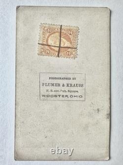 1860s Pit Bull Terrier Dog Antique CDV Photo Civil War Tax Stamp Ohio Photograph