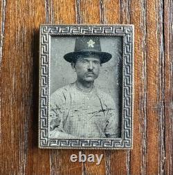 1860s Tintype Gem Photo Antique Civil War Era Painted Star Texas Lawman