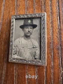 1860s Tintype Gem Photo Antique Civil War Era Painted Star Texas Lawman