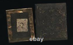 1860s Tintype Possibly Young Soldier Civil War Tax Stamp 1/9 Plate