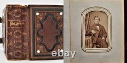 1860s antique PHOTO ALBUM salem ma CIVIL WAR SOLDIERS and FAMILY tin type cdv A+