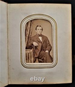 1860s antique PHOTO ALBUM salem ma CIVIL WAR SOLDIERS and FAMILY tin type cdv A+