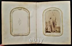 1860s antique PHOTO ALBUM salem ma CIVIL WAR SOLDIERS and FAMILY tin type cdv A+
