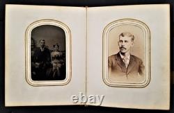 1860s antique PHOTO ALBUM salem ma CIVIL WAR SOLDIERS and FAMILY tin type cdv A+