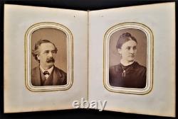 1860s antique PHOTO ALBUM salem ma CIVIL WAR SOLDIERS and FAMILY tin type cdv A+