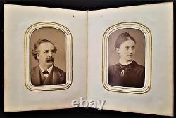 1860s antique PHOTO ALBUM salem ma CIVIL WAR SOLDIERS and FAMILY tin type cdv A+