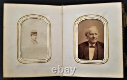 1860s antique PHOTO ALBUM salem ma CIVIL WAR SOLDIERS and FAMILY tin type cdv A+