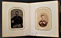 1860s antique PHOTO ALBUM salem ma CIVIL WAR SOLDIERS and FAMILY tin type cdv A+