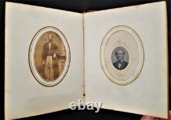 1860s antique PHOTO ALBUM salem ma CIVIL WAR SOLDIERS and FAMILY tin type cdv A+