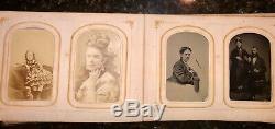 1860s photo album with 55 civil war era and later tintypes and CDVs