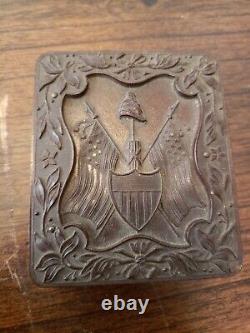 1861 Civil War Thermoplastic Gutta Percha 1/9 Pl. Empty Patriotic Scovill Case