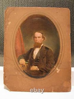 1863 CIVIL War Era Daguerreian Painted Photo Broadbent Chestnut St Philadelphia