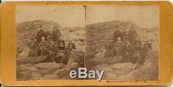 1863 Civil War Photo Stereoview Card Lancaster NH Soldiers Mt Washington Summit