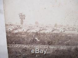 1863 Civil War Photograph Camp Barracks 57th Illinois Infantry Co C Nat'l Guard