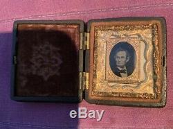 1864 Abraham Lincoln TinType Photograph in Original Union Case Bearded Civil War