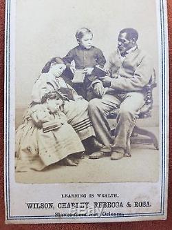 1864 CDV Civil War White Black Abolition Propaganda Learning is Wealth Paxson
