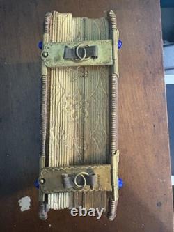 1866 Civil War Era Photo Album. Ornate Leather with Brass Clasps & Blue Jewels