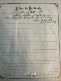 1866 Civil War Era Photo Album. Ornate Leather with Brass Clasps & Blue Jewels