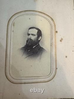 1866 Civil War Era Photo Album. Ornate Leather with Brass Clasps & Blue Jewels