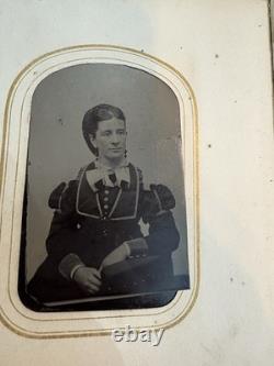 1866 Civil War Era Photo Album. Ornate Leather with Brass Clasps & Blue Jewels