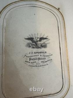 1866 Civil War Era Photo Album. Ornate Leather with Brass Clasps & Blue Jewels