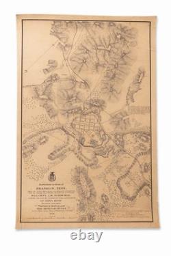 1874 Franklin TN Civil War Map 19x28.5 Original American Litho Co