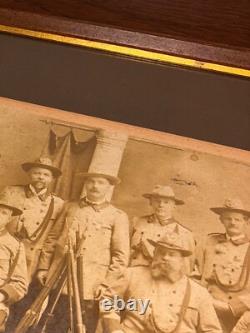 1890s CONFEDERATE VETERANS Civil War UCV Gun Rifle Men Man Large Framed PHOTO