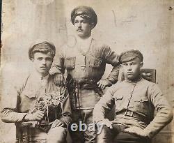 1919 Early Red Army Soldiers RUSSIAN Civil War Revolver Guys Men Antique Photo