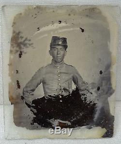 19thC Armed TEXAS CONFEDERATE CIVIL WAR SOLDIER Pistol UNIFORM AMBROTYPE PHOTO