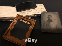 19th C. CIVIL WAR ERA ID'd MISSOURI MAN /AUTOGRAPH BOOK ORIGINAL PHOTO AMBROTYPE