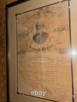 19th century broadside robert e lee farewell address in vintage frame