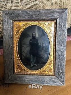 1/4 PLATE CIVIL WAR SOLDIER Tintype WithJACKET Tinted Blue Pants Encampment