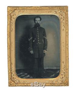 1/4 Plate Civil War Ruby Ambrotype -Union Corporal Armed with Revolver (Berg 3-36)
