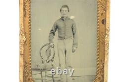 1/4 Plate Clear Glass Ambrotype Civil War Photo Full Portrait Young Soldier
