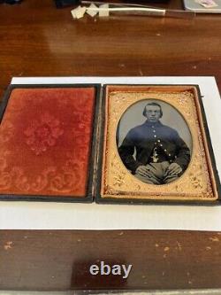 1/4 Plt Tintype Union Soldier with Gilt Watch assembly, Very Sharp
