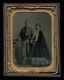 1/4 Tintype Civil War Soldier Wearing Corps Badge & Wife 1860s Photo