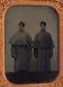 1/4 Plate Civil War Photo Tintype 2 Union Soldiers In Great Coats Full Body