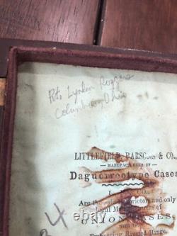 1/4 tinted ambrotype civil war soldier musician holding OTS saxhorn 1860s Photo