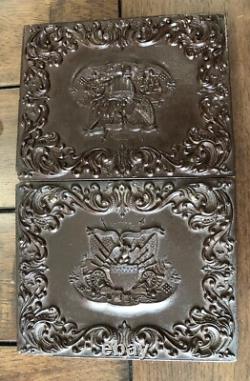 1/4 tinted ambrotype civil war soldier musician holding OTS saxhorn 1860s Photo