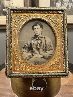 1/6 Plate Ambrotype Young Civil War Sailor Circa 1861 USN Navy Photo 1800s Rare