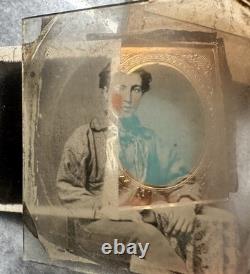 1/6 Plate Ambrotype Young Civil War Sailor Circa 1861 USN Navy Photo 1800s Rare